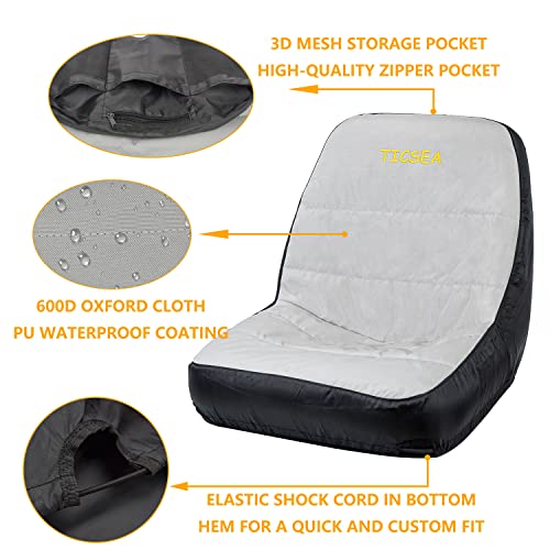Image of Riding Lawn Mower Seat Cover,Waterproof Tractor Seat Cover fits Tractor Seat Backrests 14.5 inch - 18 inch H Without Armrests, Approx 18.5 inch W