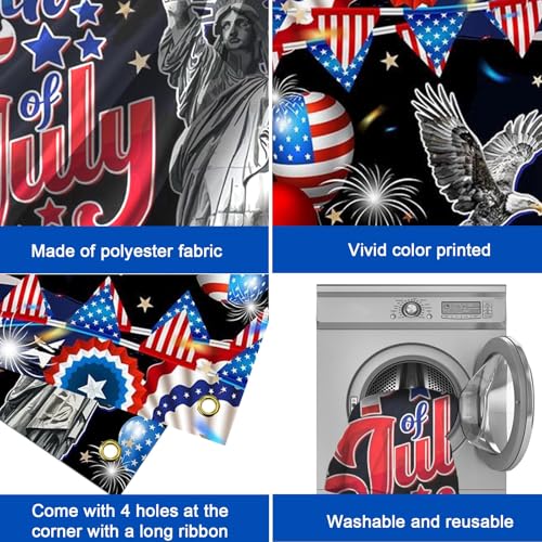 Image of Mocsicka 4th of July Banner - America 250 Anniversary Patriotic Independence Day Decorations, Flag Day Yard Sign Patriotic Memorial National Party Decoration Photo Studio