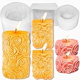 3PCS Rose Molds Silicone Candle Molds,Acxydm Valentine's Day Large Pillar Flower Silicone Mould 3D Candle Wax Molds Soap Mold,Rose Candle Making Mold for DIY Handmade