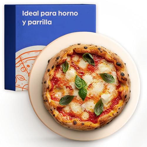 Piedra para Pizza Horno Redondo 30cm - Piedra Refractaria para Parrilla de Gas y Barbacoa - Piedra de Cordierita...