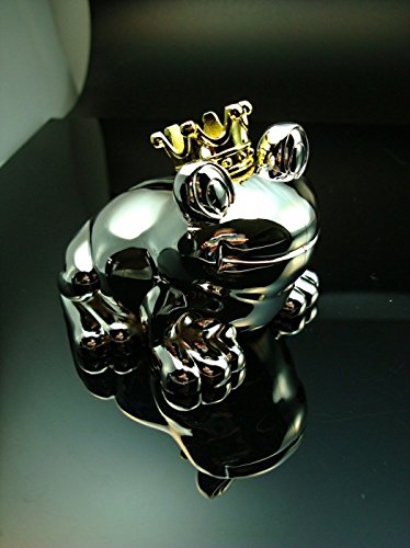 Design Spardose Froschkönig für Kinder Frosch mit Krone versilbert anlaufgeschützt Kindersparbüchse Süße Geschenkidee