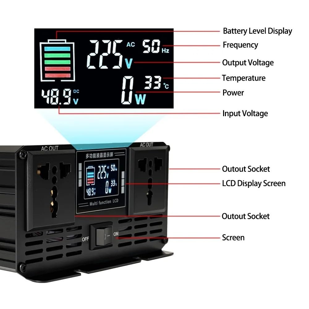 Onda Sinusoidale Convertitore Corrente Onda Sinusoidale Pura DC 12v/24v/48v/60v/72v A AC 110v/220v 6000W 5000W 4000W 3000W 1600W Convertitore Auto Solar Power Inverter(24V,110V 60Hz,1600W)