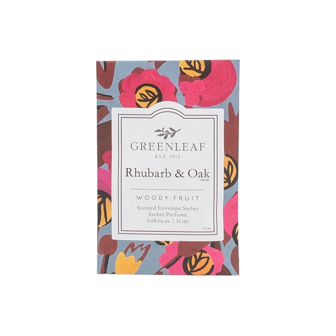 5x Greenleaf - RHUBARB AND OAK (Legni e frutti)) - Sacchetto Profumato per Cassetti - Pacchetto da 5 sacchetti 9 x 6 cm - Profumi per la casa - Miscela di Muschio e Ambra con un blend di agrumi e mele