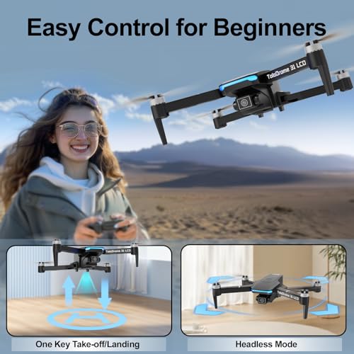 Toladrone Drone with Camera for Adults, Brushless Motor Camera Drone FPV Drone with LCD Screen Remote Control Drone with Camera Professional Drone for Beginners Adults TD31LCD Drone