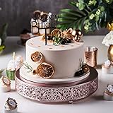 Efavormart 12' Round Lace Metal Wedding Cake Stand, Dessert Display Stand- Blush Rose Gold Glossy...