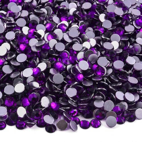 Image of 8.7mm Violet Flatback Rhinestones for Crafts, Nails Art Clothes Bags Shoes Decorations Glass Stone 0.34inches SS40, 144pcs