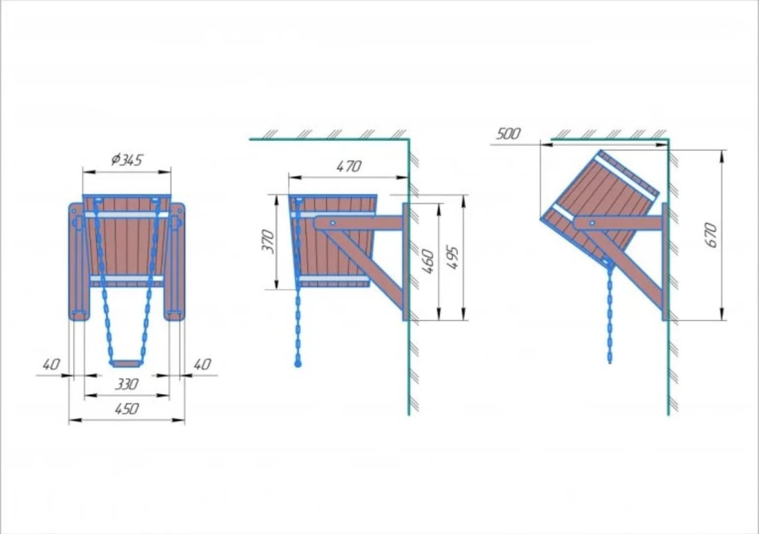 Wasserfall-Duscheimer 20 l aus Thermo-Linde mit Kunststoff­einsatz | Schwalldusche/Eimerdusche für Sauna | Saunazubehör für Kaltwasserguss & Kontrastduschen