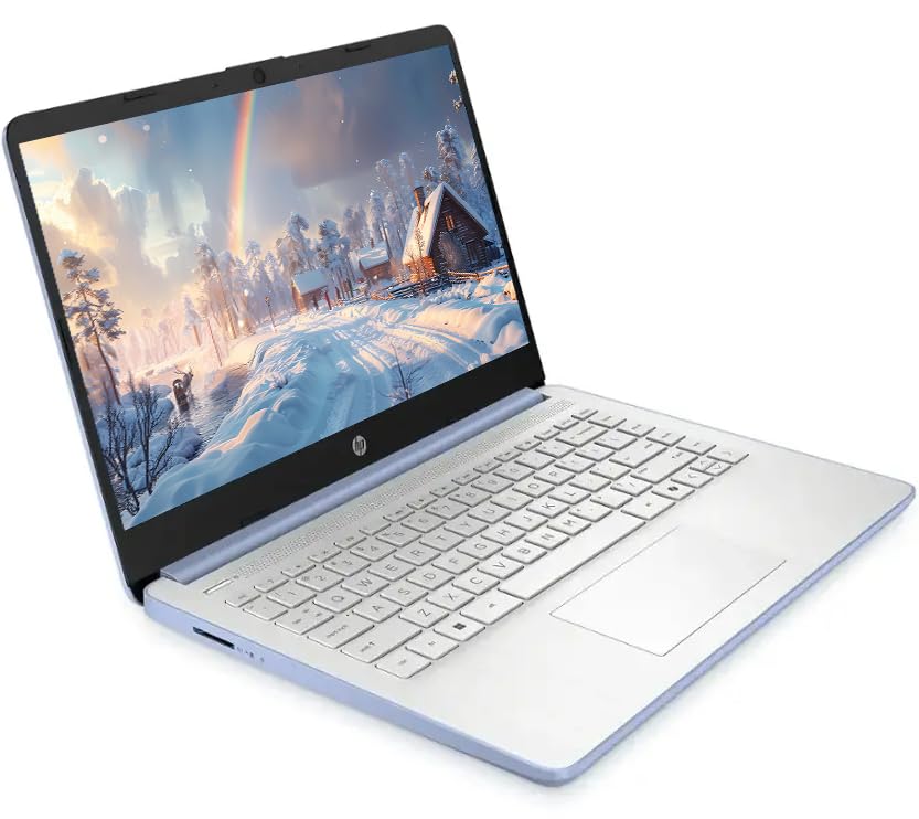 Image of HP 14 inch Business Laptop Computer with Microsoft Office 365, 4-Core Intel Processor, 128GB Storage, 4GB RAM, Windows 11, SageNova Earphones, Sky Blue
