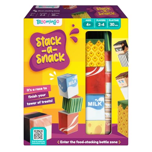 Image of Bloomingo Board Game - Stack A Snack: Interactive Stacking Game for Kids & Adults; Pick A Card & Race To Build you Tower Of Treats; Birthday Gift for Boys & Girls Ages 4, 5, 6, 7, 8, 9, 10, 11 & More