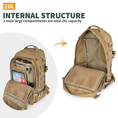 Huntvp-Tactical-Backpack-15L20L-Small-Military-Rucksack-Daypack-Molle-Army-Work-Bag-Motorcycle-Backpacks-for-Men-Women-Camping-Cycling-School-Travelling-Hiking-Fishing-Hunting-Sports-Outdoors