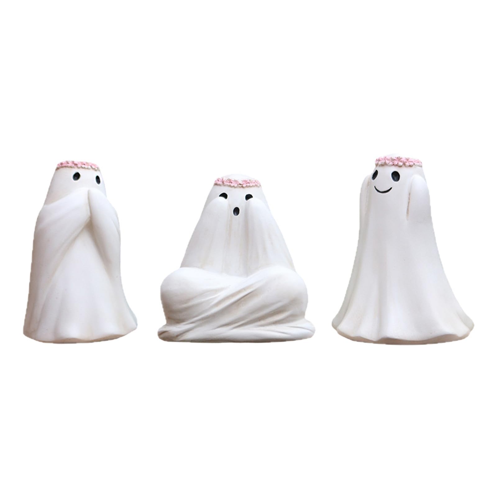 ordinarYone Halloween Ghostly Figurines Centerpieces Scary Resins Wreath Ghostly Statue Garden Decors Halloween Decorations