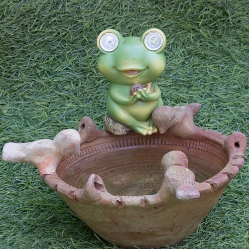 Garden Solar-Powered Resin Adorable Frog Statue – Perfect Outdoor and Indoor Decor with Auto Light-Up Eyes (Snail) — photo — 4 of 9