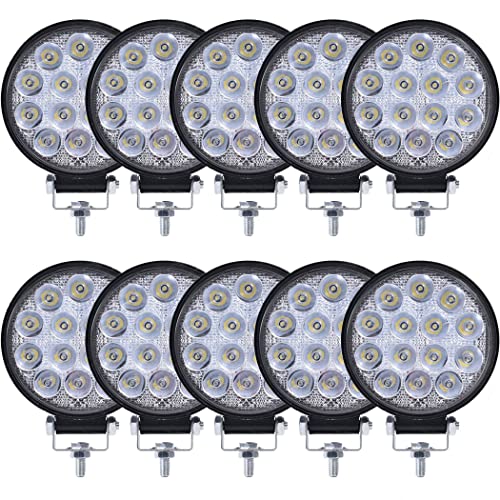 LED Work Lights for Truck MUVKQC 10pcs 4.5Inch Round Light Pods 12-24V Spot Flood/Off-Road LED Light Bars fit for Vehicle ATV SUV UTV 4WD Boat Tractor