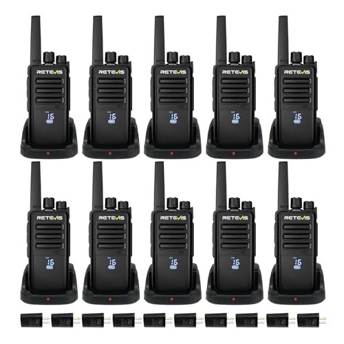 Image of Retevis RT68H Two Way Radio,Walkie Talkies Long Range, Visualization,Shatterproof Hidden Display,VOX Hands Free, Rechargeable Walkie Talkie for Adults with Charging Base,for Factory Warehouse(10 Pack)