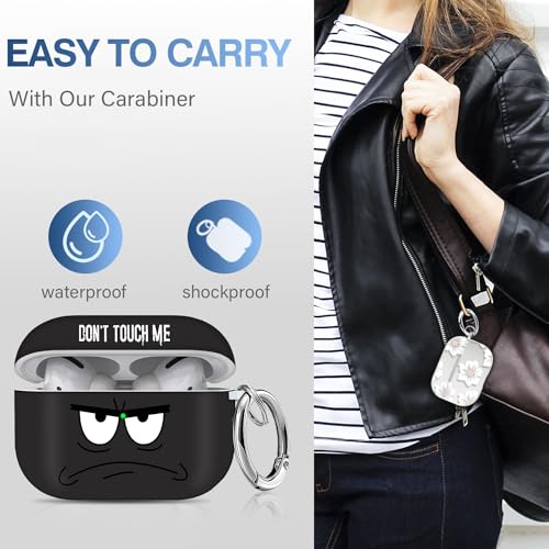 Image of for Airpods Pro 2nd Generation Case,Don't Touch Me Cool Cover with Lanyard Big Eyes Cute Cartoon for Airpods Pro 2nd Generation Case,Soft Shockproof Cover for Women Men-Grey