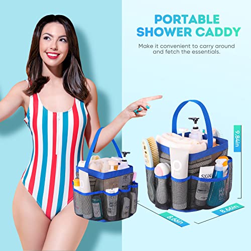 Image of EUDELE Mesh Shower Caddy Portable for College Dorm Room Essentials,Shower Caddy Dorm with 9-Pocket Large Capacity for Beach,Swimming,Gym,Travel essentials, Blue