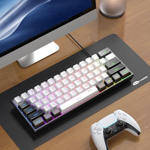 Image of MageGeeTS91 Ergonomic Waterproof Mechanical Feeling Office Computer Keyboard for PC| Mini 60% Gaming Keyboard, RGB Backlit 61 Key Ultra-Compact Keyboard, MAC, PS4, Xbox ONE Gamer(Black White)