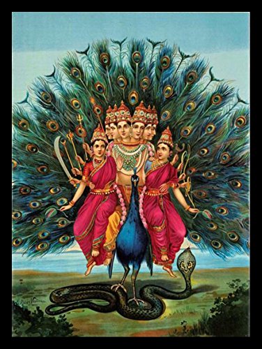 Image of Tallenge - Murugan - Raja Ravi Varma Mythology Collection - Medium Canvas - Framed (18 x 24 inches)