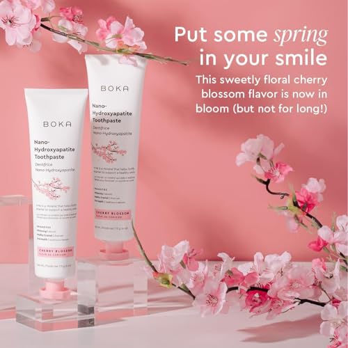 Image of Boka Fluoride Free Toothpaste, Nano Hydroxyapatite Toothpaste, Appropriate for Sensitive Teeth - for Adult Oral Care - Cherry Blossom Flavor, 4 Fl Oz 1Pk