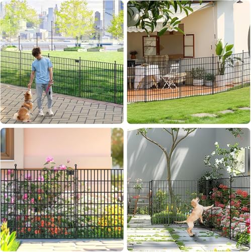 Image of 15 Panels No Dig Garden Fence with Gate, 32 in(H) X36.3 ft(L) Metal Fence Panels, Thickened Rustproof Garden Fencing, Animal Barrier Fence for Dogs, Rabbits, and Patio