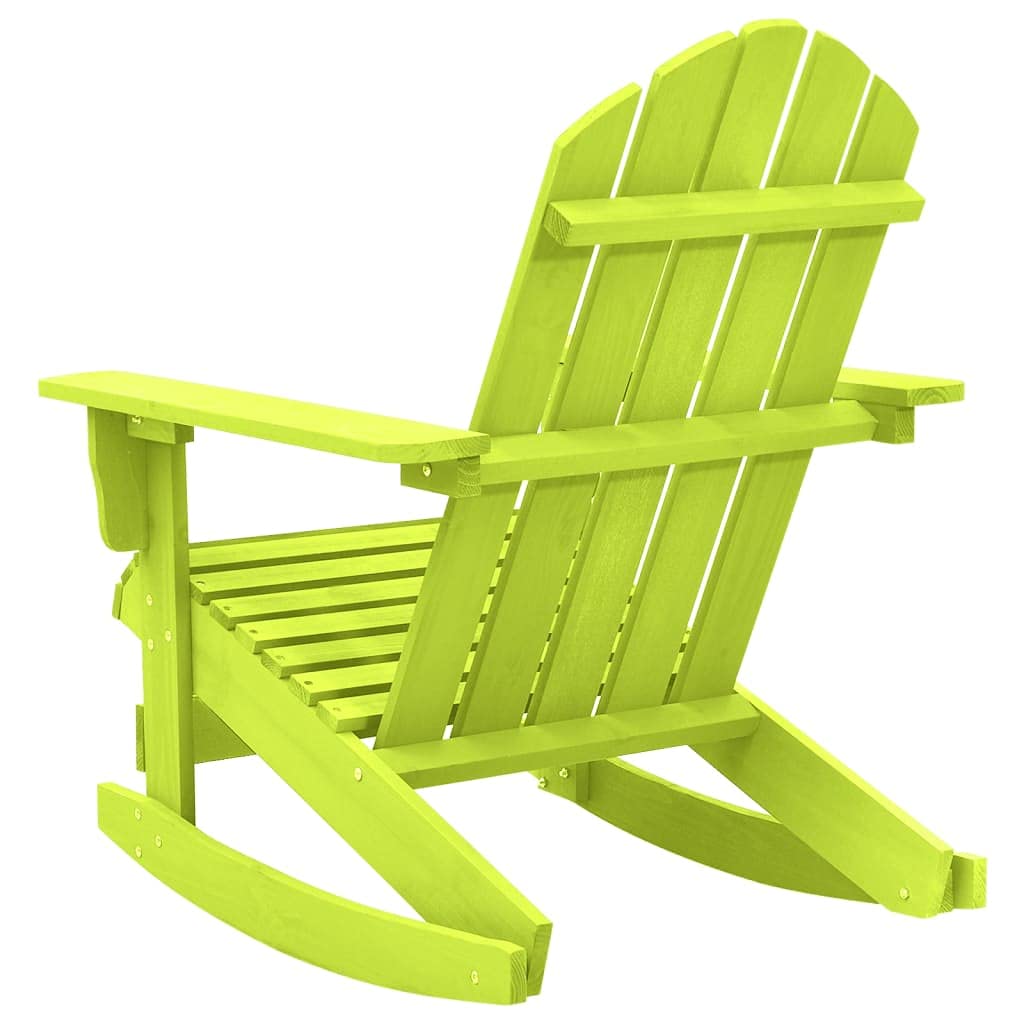 Sedia a Dondolo da Esterno in Legno Massello, Design Adirondack con Struttura Robusta, Sedia da Giardino Comfortevole, Poltrona da Giardino, Sedie da Giardino,Verde, 70 x 91.5 x 92 cm