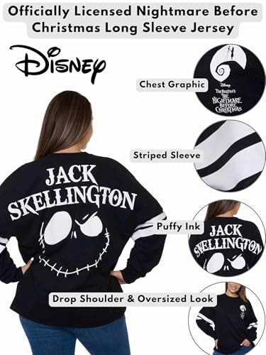 Disney Womens Long Sleeve Jersey Oversized Skellington3