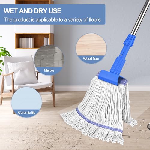 Image of 4 Pieces Mop Head Replacement Heavy Duty Commercial Mop Heads Wet Industrial String Cotton mop Cotton Looped End String Head Refill (White)