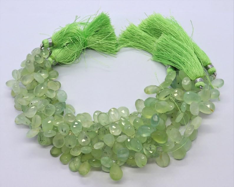 Perles naturelles en préhnite à facettes de 20,3 cm pour enfilage de collier et bracelet