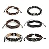 HZMAN Genuine Leather Tree of life Bracelets Men Women, Tiger Eye Natural Stone Lava Rock Beads Ethnic Tribal Elastic Bracelets Wristbands #2