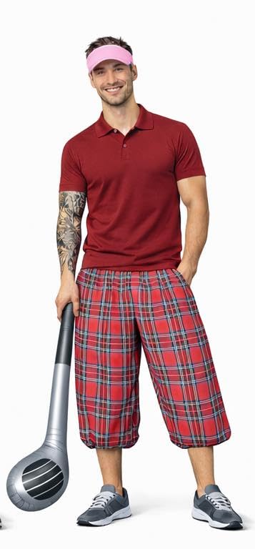 The Dragons Den Adults Tartan Tee Off Kit Pub Golf Stag & Hen Party Sports Fancy Dress [Royal Stewart - S-M]