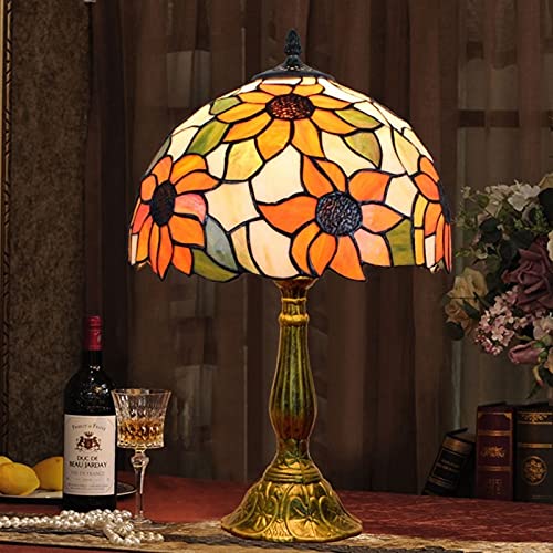 Blivuself Tiffany Lamp Stained Glass Lamp Sunflower Yellow Bedroom Table Lamp Reading Desk Light For Bedside Living Room Office Dormitory Dining Room Decorate Gift 12X12X18 Include Light Bulb #TOP6