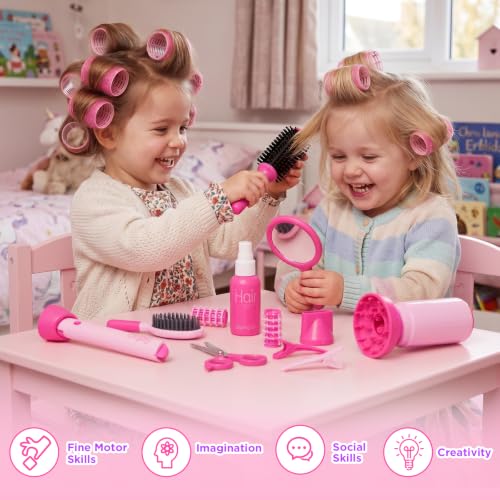 Image of GAGAKU Hair Salon Toys for 3-8 Year Old Girls, Pretend Play Beauty Set with Sound Hair Dryer, Curling Iron, Straightener & Styling Accessories, Role Play Gift for Kids Age 4 5 6 7