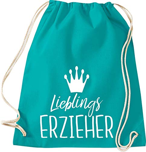 Shirtstown - Bolsa de deporte con texto en alemán, color verde esmeralda, tamaño 37 cm x 46 cm