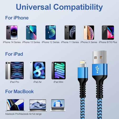 Image of iPhone Charger Cable Fast Charge, [MFi Certified] 6FT /1.8M USB to Lightning Cable iPhone Cable Cord, Apple i-Phone Charging Lead Wire for iPhone 14 Pro Max /14 Pro /14 Plus /14 /13 /12 /11 /SE /X /XS /XR /8 /7