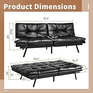 Futon Sofa Bed, Convertible Memory Foam Futon Couch Bed, Modern Folding Sleeper Sofa with Quick Adjustable Armrest and Backrest for Studio Apartment, Dorm, Living Room, Guest Room, Home Office, Black Futon Sofa Bed Convertible Memory Foam Futon Couch Bed Modern Folding Sleeper Sofa with Quick Adjustable Armrest and Backrest for Studio Apartment Dorm Living Room Guest Room Home Office Black