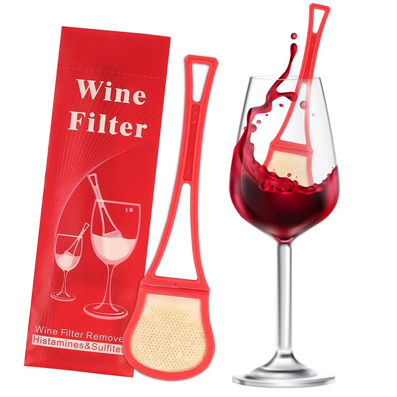 Wine filter Stick（8 pack,Red) - Effectively remove sulfite, histamine,All-Natural Purifier prevents red wine headaches, nausea, hangovers, and wine allergies.