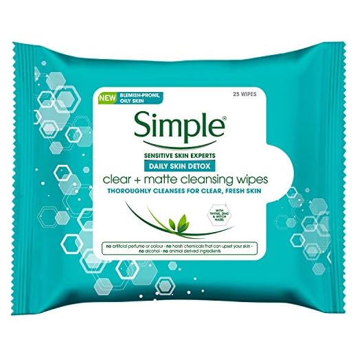 Simple Daily Skin Detox Clear & Matte Cleansing Wipes, Clear + Matte 25 Pieces (Pack of 6, 150 Wipes total)