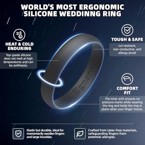 Egnaro Unisex Silicone Wedding Rings, Rubber Breathable Engagement Bands, Variety Multipack Rings2