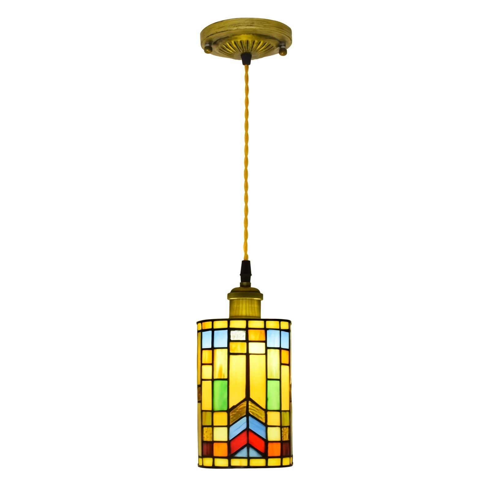 Suspension Tiffany vitrail déco vintage pour îlot cuisine