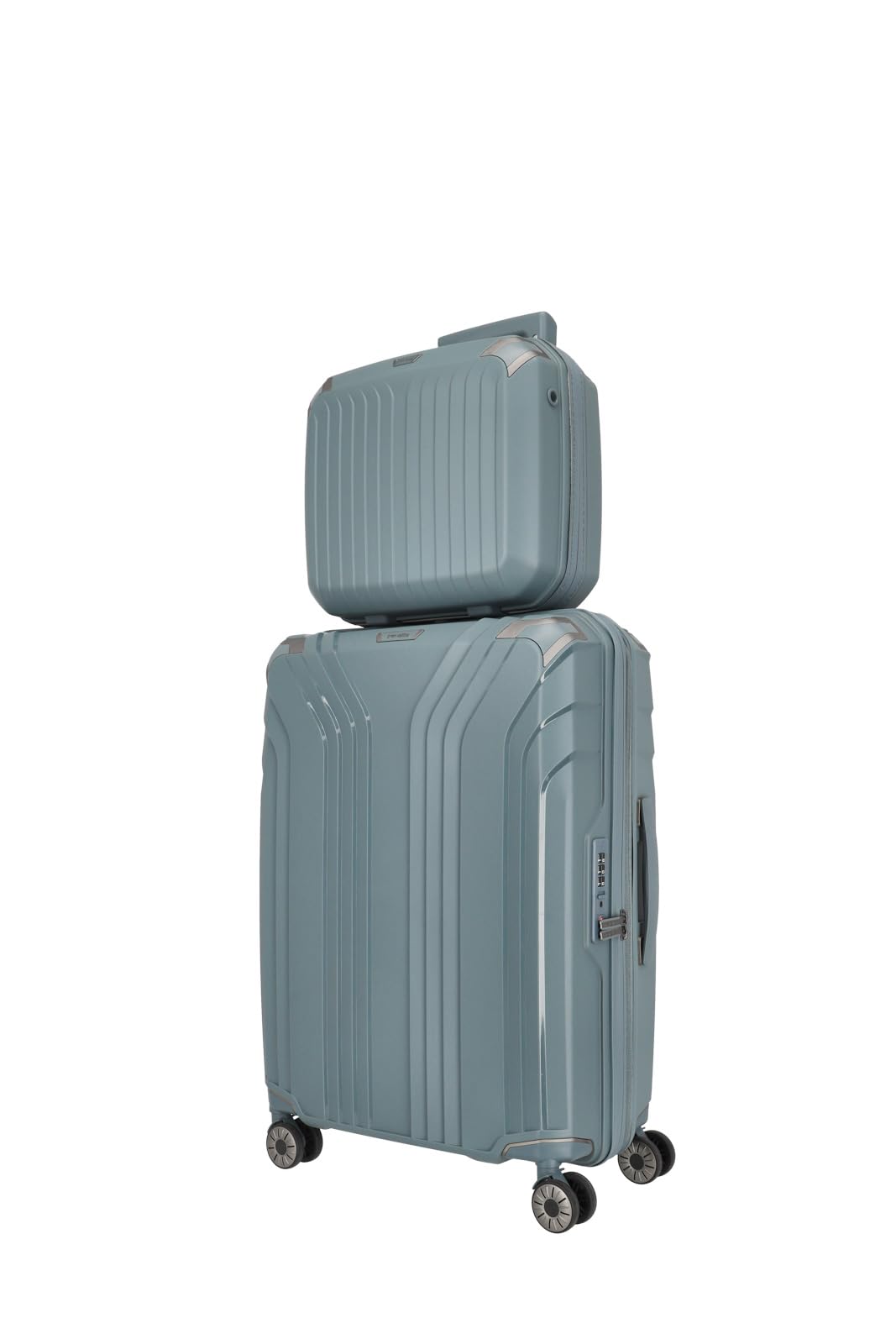 travelite custodia per cosmetici a mano con guscio rigido e fodera riciclata, serie di valigie ELVAA: beauty case con angoli protettivi, 36 cm, 20 l