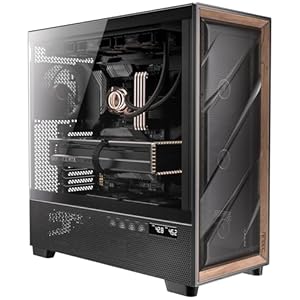 Antec Flux Pro, 6 x PWM Fans Included, High-Airflow Front Panel with Walnut Wood, iShift PSU 90° Mount, USB3.0 x 2, Type-C, 420mm Radiator Support, Temp. Display, Full-Tower E-ATX PC Case