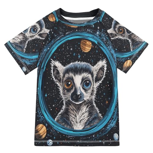 Kids Swimsuit Lemur Monkey Animal Galaxy Sunscreen T-Shirts Swimwear Sets UPF 50+