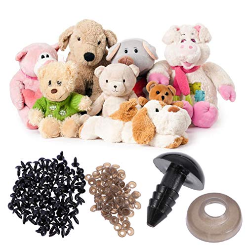 HEALLILY 100Pcs Olhos de SeguranÃ§a Olhos Pretos de PlÃ¡stico Olhos de Boneca Com Junta para Boneca