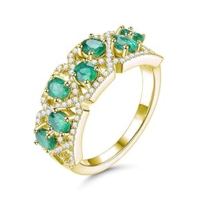 Created Colombian Emerald 14K Created Colombian Oval Cut Emerald for Women 10K/14K/18K Gold Created Colombian Emerald Ring Engagement Band Luxury Jewelry for Women