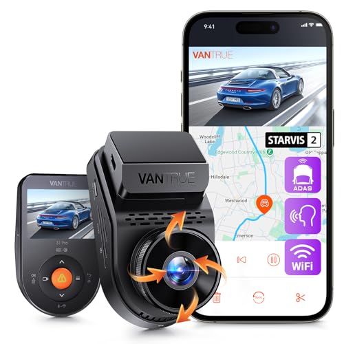 Image of Vantrue S1 Pro Dash Cam Front STARVIS 2, 2.7K Mini Dash Camera for Cars, ADAS, App Control, Built-in WiFi GPS, G-Sensor, Loop Recording, Night Vision, 24H Parking Mode, 158, 2 inch IPS, Support 1TB Max