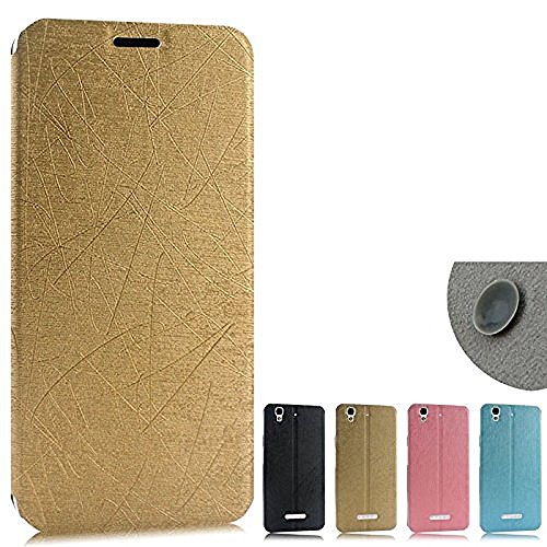Image of Heartly Premium Luxury PU Leather Flip Stand Back Case Cover for Micromax Yu Yureka /Yureka Plus Cyanogenmod - Gold