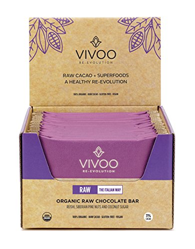 VIVOO 71% Raw Chocolate Bar With Reishi, Siberian Pine Nuts And Coconut Sugar. Pack of 20 X 30g - Thumbnail 2