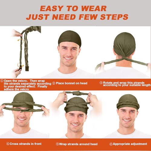 Image of MLTUAGE 2 Pcs Upgraded Satin Lined Turban Silky Head Wraps for Men, Mens Turban Head Scarf for Hair