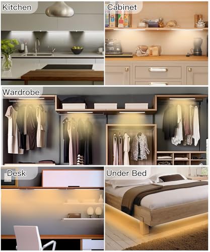 Image of Motion Sensor Light Indoor,12 Inch Ultra Thin Under Cabinet Lights,Dimmable 2700-6000K Closet Lights Under Cabinet Lighting 3 PCS