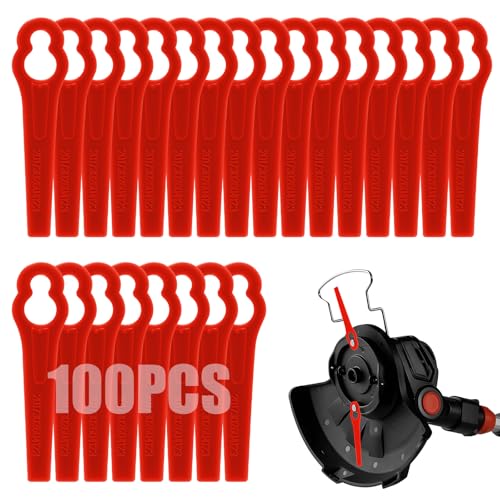 Viitech 100 Pcs Plastic Grass Trimmer Blades 83 mm Cordless Strimmer Blades Replacement Strimmer Blades Lawn Mower Cutting Blades for Einhell GC-CT 18/24 Li (Red)